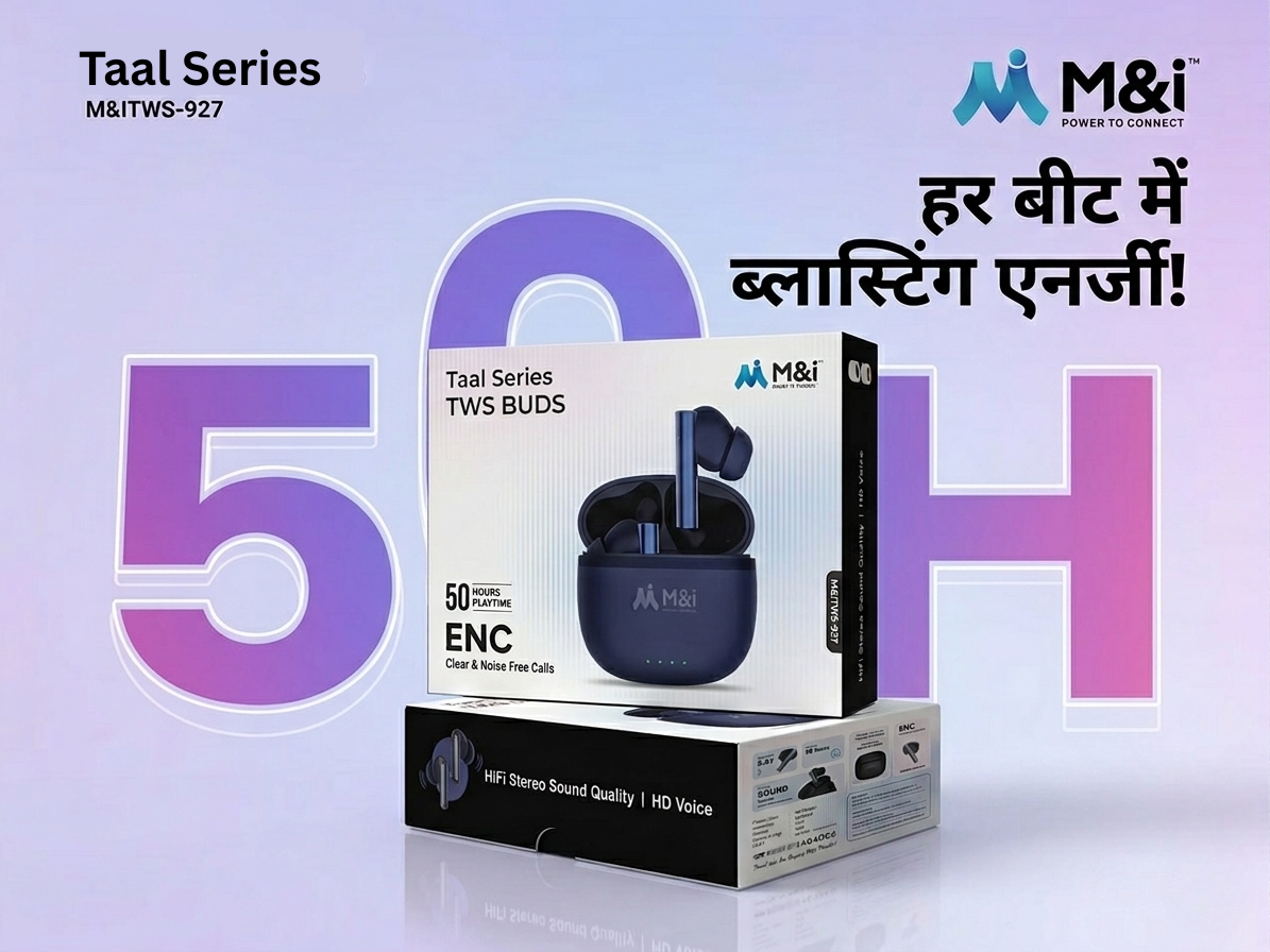 M&I Taal Series TWS-927 EarBuds - 50 Hours Playtime, ENC Noise Reduction, Bluetooth 5.4v